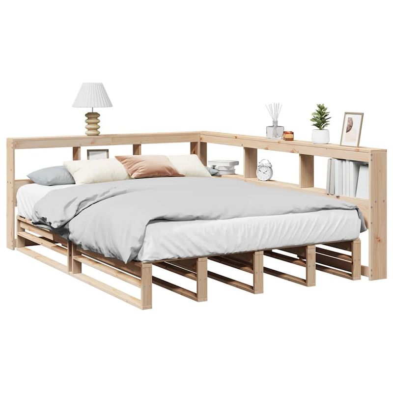 Casa si Gradina - Mobilier - Paturi si accesorii - Paturi - Pat cu biblioteca fara saltea, 160x200 cm, lemn masiv de pin - Infinity.ro