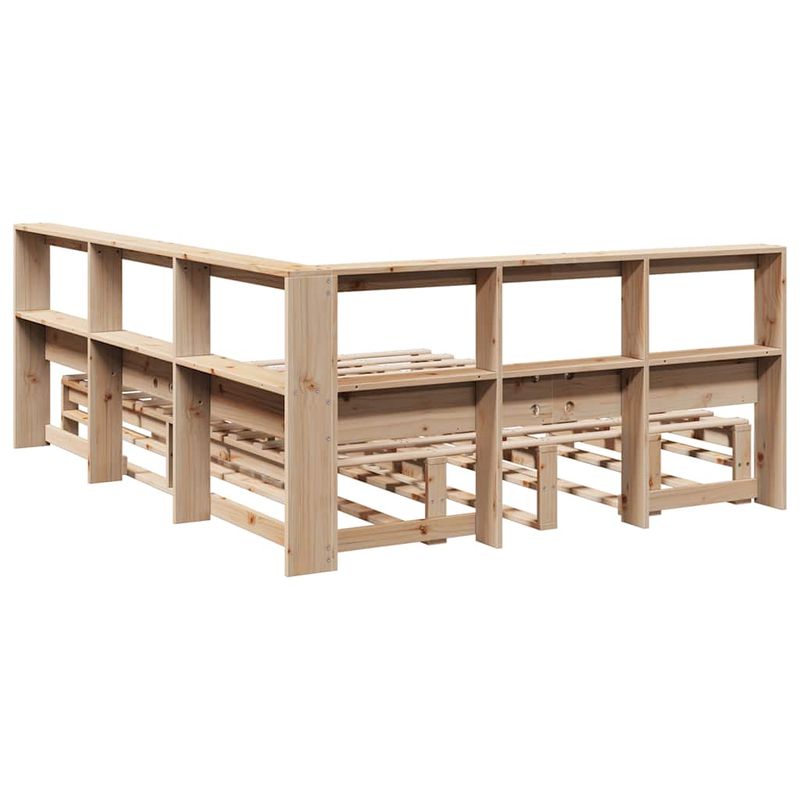 Casa si Gradina - Mobilier - Paturi si accesorii - Paturi - Pat cu biblioteca fara saltea, 160x200 cm, lemn masiv de pin - Infinity.ro