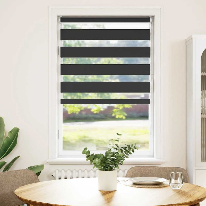 Casa si Gradina - Textile si covoare - Rulouri si jaluzele - Jaluzea tip zebra neagra latime tesatura 85,9 cm poliester, mărime 90x150 cm - Infinity.ro
