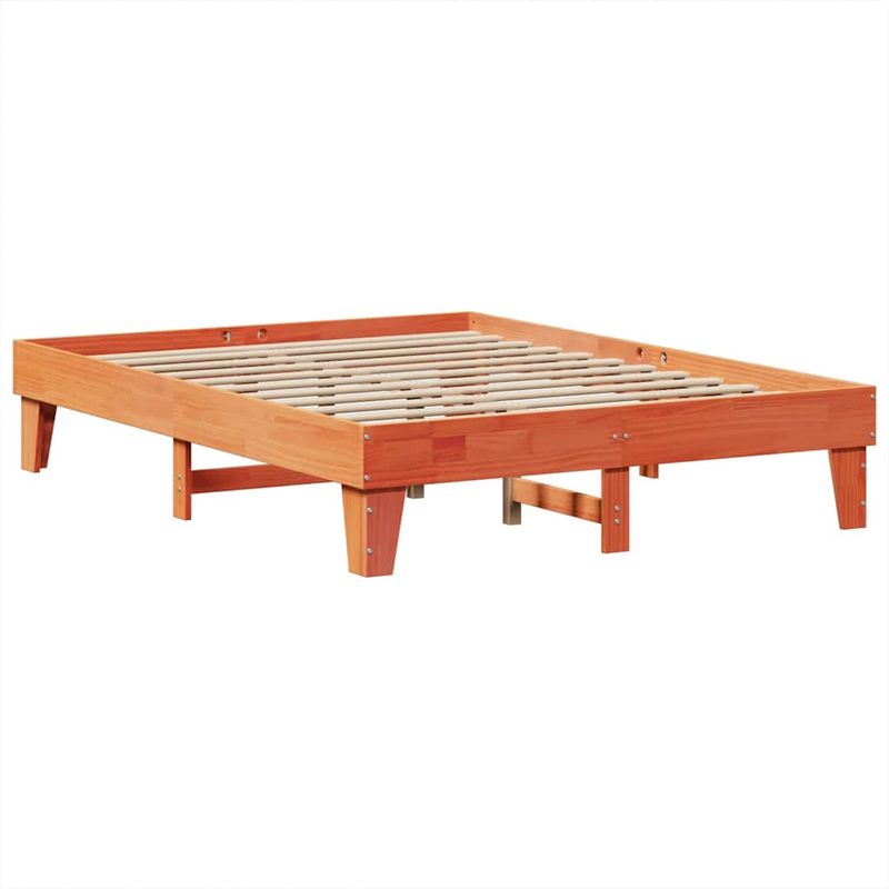 Casa si Gradina - Mobilier - Paturi si accesorii - Paturi - Pat cu biblioteca fara saltea maro 200x200 cm lemn masiv de pin - Infinity.ro