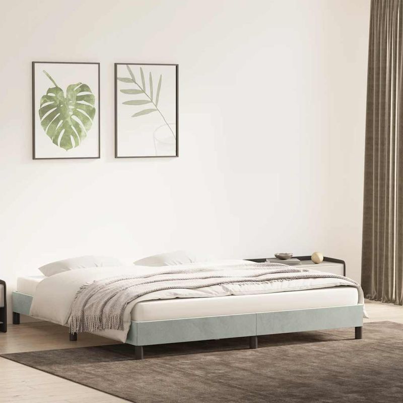 Casa si Gradina - Mobilier - Paturi si accesorii - Paturi - Cadru de pat fara saltea, gri deschis, 200x210 cm, catifea - Infinity.ro
