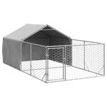 Petshop - Accesorii petshop - Culcusuri si custi - Custi interior si exterior - Canisa de exterior cu alergare 4x2x1,5 m otel galvanizat - Infinity.ro