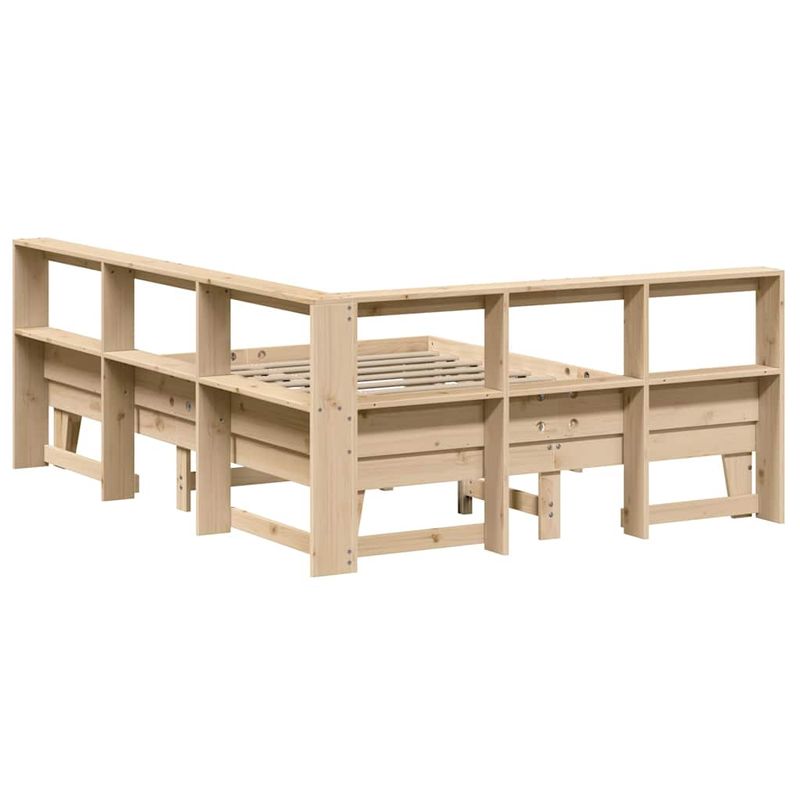 Casa si Gradina - Mobilier - Paturi si accesorii - Paturi - Pat cu biblioteca fara saltea, 150x200 cm, lemn masiv de pin - Infinity.ro