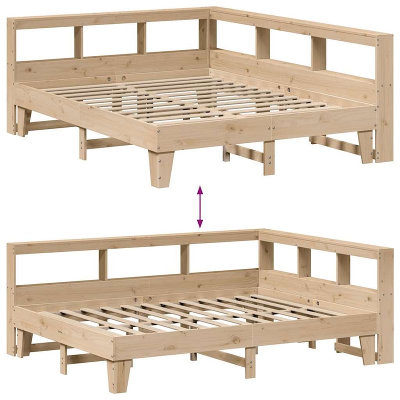Casa si Gradina - Mobilier - Paturi si accesorii - Paturi - Pat cu biblioteca fara saltea, 150x200 cm, lemn masiv de pin - Infinity.ro