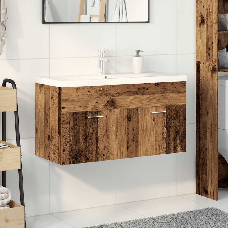 Casa si Gradina - Mobilier - Mobilier baie - Comode baie - Dulap pentru chiuveta cu chiuveta incorporata Lemn vechi - Infinity.ro