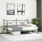 Casa si Gradina - Mobilier - Paturi si accesorii - Paturi - Pat de zi cu saia fara saltea Negru 90x200 cm Otel - Infinity.ro