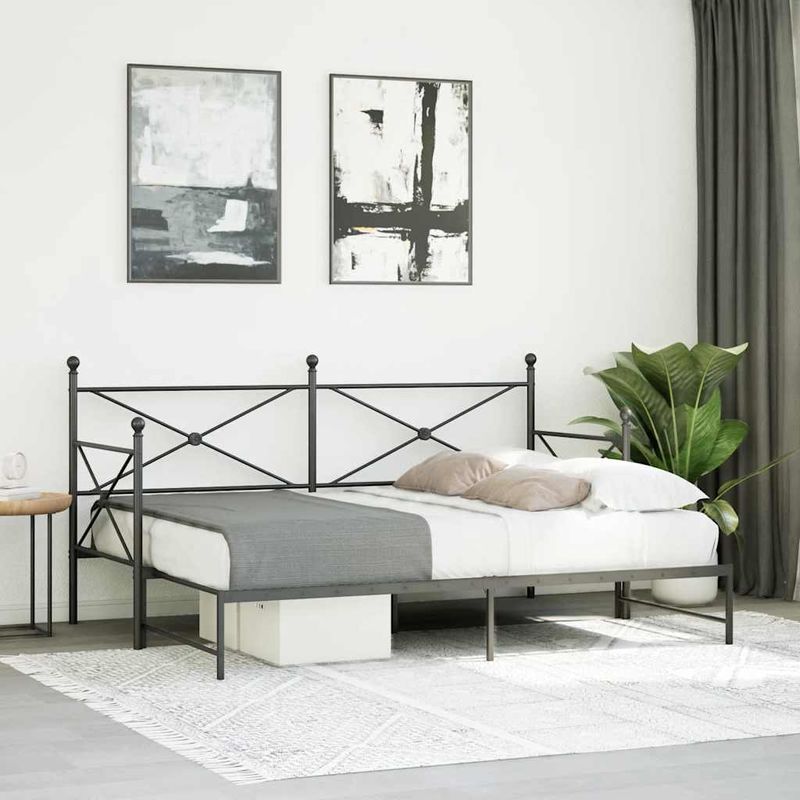 Casa si Gradina - Mobilier - Paturi si accesorii - Paturi - Pat de zi cu saia fara saltea Negru 90x200 cm Otel - Infinity.ro