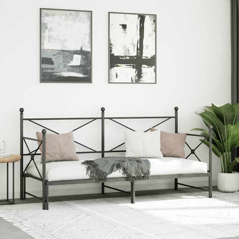 Casa si Gradina - Mobilier - Paturi si accesorii - Paturi - Pat de zi cu saia fara saltea Negru 90x200 cm Otel - Infinity.ro