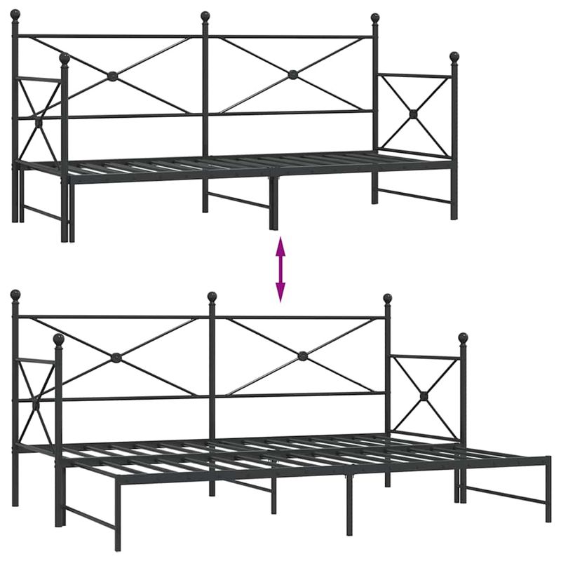 Casa si Gradina - Mobilier - Paturi si accesorii - Paturi - Pat de zi cu saia fara saltea Negru 90x200 cm Otel - Infinity.ro