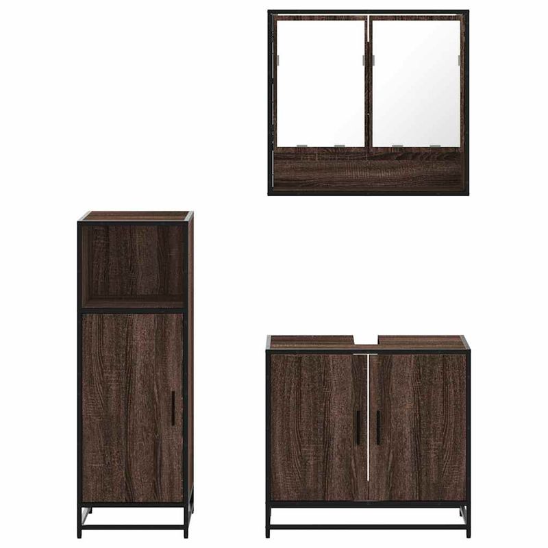 Casa si Gradina - Mobilier - Seturi de mobilier - Seturi baie - Set mobilier de baie, 3 piese, stejar maro, lemn prelucrat - Infinity.ro