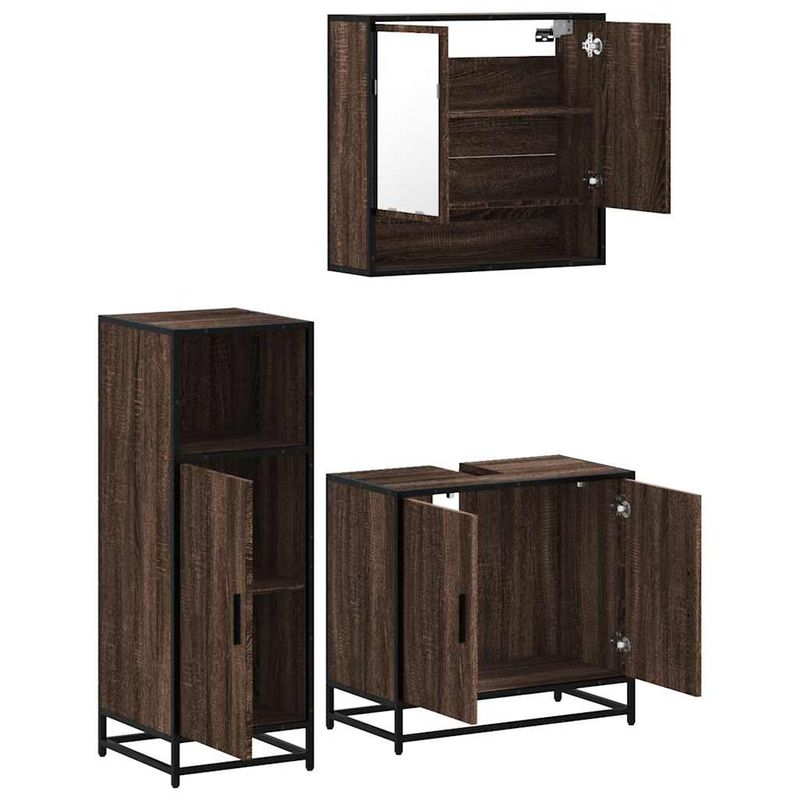 Casa si Gradina - Mobilier - Seturi de mobilier - Seturi baie - Set mobilier de baie, 3 piese, stejar maro, lemn prelucrat - Infinity.ro