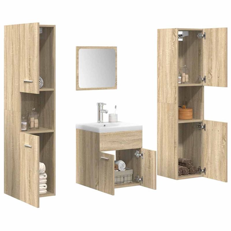 Casa si Gradina - Mobilier - Seturi de mobilier - Seturi baie - Set mobilier de baie, 5 piese, stejar sonoma, lemn prelucrat - Infinity.ro