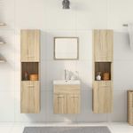 Casa si Gradina - Mobilier - Seturi de mobilier - Seturi baie - Set mobilier de baie, 5 piese, stejar sonoma, lemn prelucrat - Infinity.ro