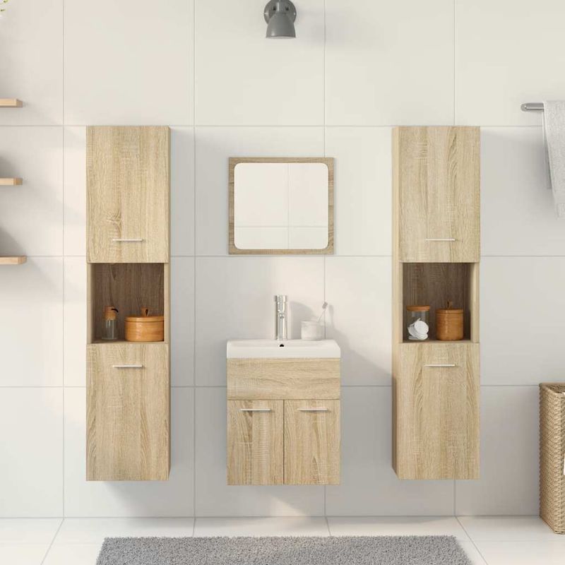 Casa si Gradina - Mobilier - Seturi de mobilier - Seturi baie - Set mobilier de baie, 5 piese, stejar sonoma, lemn prelucrat - Infinity.ro