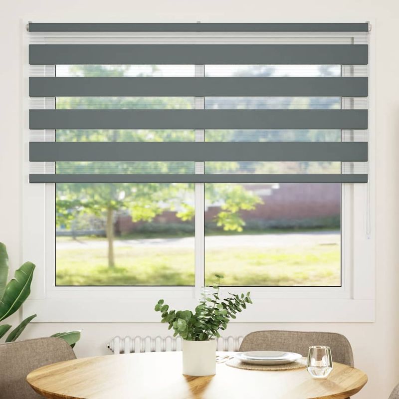 Casa si Gradina - Textile si covoare - Rulouri si jaluzele - Jaluzea tip zebra gri inchis latime tesatura 150,9 cm poliester, mărime 155x100 cm - Infinity.ro