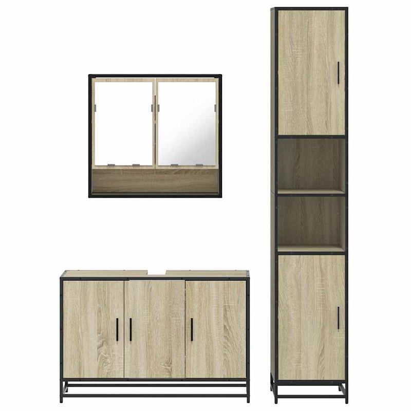 Casa si Gradina - Mobilier - Seturi de mobilier - Seturi baie - Set mobilier de baie, 3 piese, stejar sonoma, lemn prelucrat - Infinity.ro