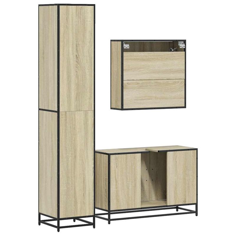 Casa si Gradina - Mobilier - Seturi de mobilier - Seturi baie - Set mobilier de baie, 3 piese, stejar sonoma, lemn prelucrat - Infinity.ro