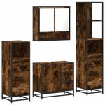 Casa si Gradina - Mobilier - Seturi de mobilier - Seturi baie - Set de mobilier de baie 4 piese Lemn prelucrat de stejar afumat - Infinity.ro