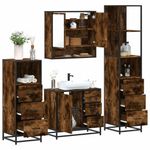 Casa si Gradina - Mobilier - Seturi de mobilier - Seturi baie - Set de mobilier de baie 4 piese Lemn prelucrat de stejar afumat - Infinity.ro