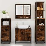 Casa si Gradina - Mobilier - Seturi de mobilier - Seturi baie - Set de mobilier de baie 4 piese Lemn prelucrat de stejar afumat - Infinity.ro