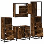 Casa si Gradina - Mobilier - Seturi de mobilier - Seturi baie - Set de mobilier de baie 4 piese Lemn prelucrat de stejar afumat - Infinity.ro