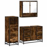 Casa si Gradina - Mobilier - Seturi de mobilier - Seturi baie - Set mobilier de baie, 3 piese, stejar fumuriu, lemn prelucrat - Infinity.ro