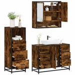 Casa si Gradina - Mobilier - Seturi de mobilier - Seturi baie - Set mobilier de baie, 3 piese, stejar fumuriu, lemn prelucrat - Infinity.ro
