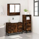 Casa si Gradina - Mobilier - Seturi de mobilier - Seturi baie - Set mobilier de baie, 3 piese, stejar fumuriu, lemn prelucrat - Infinity.ro