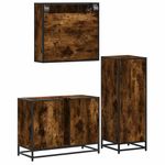 Casa si Gradina - Mobilier - Seturi de mobilier - Seturi baie - Set mobilier de baie, 3 piese, stejar fumuriu, lemn prelucrat - Infinity.ro