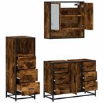Casa si Gradina - Mobilier - Seturi de mobilier - Seturi baie - Set mobilier de baie, 3 piese, stejar fumuriu, lemn prelucrat - Infinity.ro