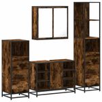 Casa si Gradina - Mobilier - Seturi de mobilier - Seturi baie - Set de mobilier de baie 4 piese Lemn prelucrat de stejar afumat - Infinity.ro