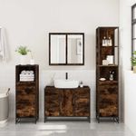 Casa si Gradina - Mobilier - Seturi de mobilier - Seturi baie - Set de mobilier de baie 4 piese Lemn prelucrat de stejar afumat - Infinity.ro