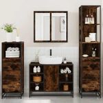 Casa si Gradina - Mobilier - Seturi de mobilier - Seturi baie - Set de mobilier de baie 4 piese Lemn prelucrat de stejar afumat - Infinity.ro