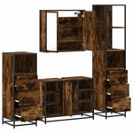 Casa si Gradina - Mobilier - Seturi de mobilier - Seturi baie - Set de mobilier de baie 4 piese Lemn prelucrat de stejar afumat - Infinity.ro