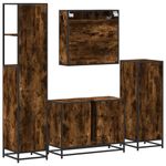 Casa si Gradina - Mobilier - Seturi de mobilier - Seturi baie - Set de mobilier de baie 4 piese Lemn prelucrat de stejar afumat - Infinity.ro