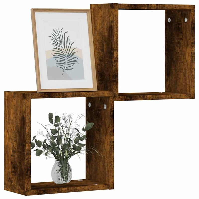 Casa si Gradina - Mobilier - Biblioteci si rafturi - Rafturi - Rafturi cuburi de perete 2 buc Stejar afumat 30x15x30 cm - Infinity.ro