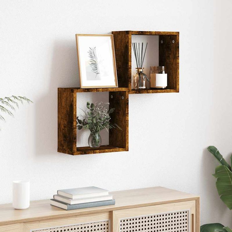 Casa si Gradina - Mobilier - Biblioteci si rafturi - Rafturi - Rafturi cuburi de perete 2 buc Stejar afumat 30x15x30 cm - Infinity.ro