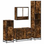 Casa si Gradina - Mobilier - Seturi de mobilier - Seturi baie - Set de mobilier de baie 4 piese Lemn prelucrat de stejar afumat - Infinity.ro