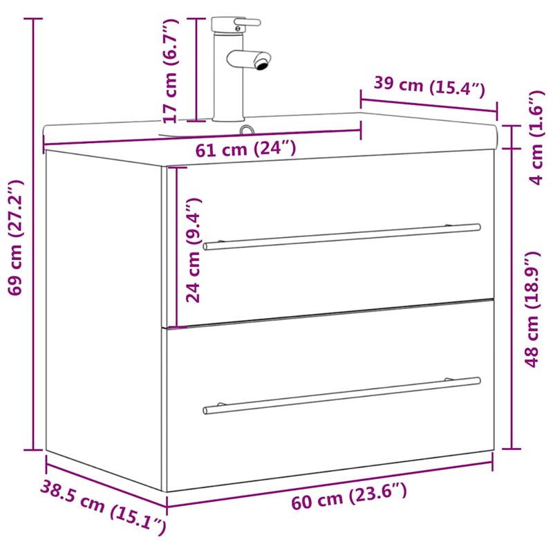 Casa si Gradina - Mobilier - Seturi de mobilier - Seturi baie - Set mobilier de baie, 2 piese, gri beton, lemn compozit - Infinity.ro