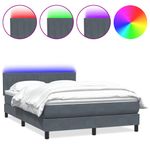 Casa si Gradina - Mobilier - Paturi si accesorii - Paturi - Pat box spring cu saltea, gri inchis, 140x220 cm, catifea - Infinity.ro