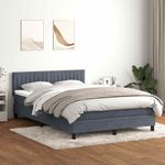 Casa si Gradina - Mobilier - Paturi si accesorii - Paturi - Pat box spring cu saltea, gri inchis, 140x220 cm, catifea - Infinity.ro
