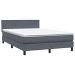 Casa si Gradina - Mobilier - Paturi si accesorii - Paturi - Pat box spring cu saltea, gri inchis, 140x220 cm, catifea - Infinity.ro