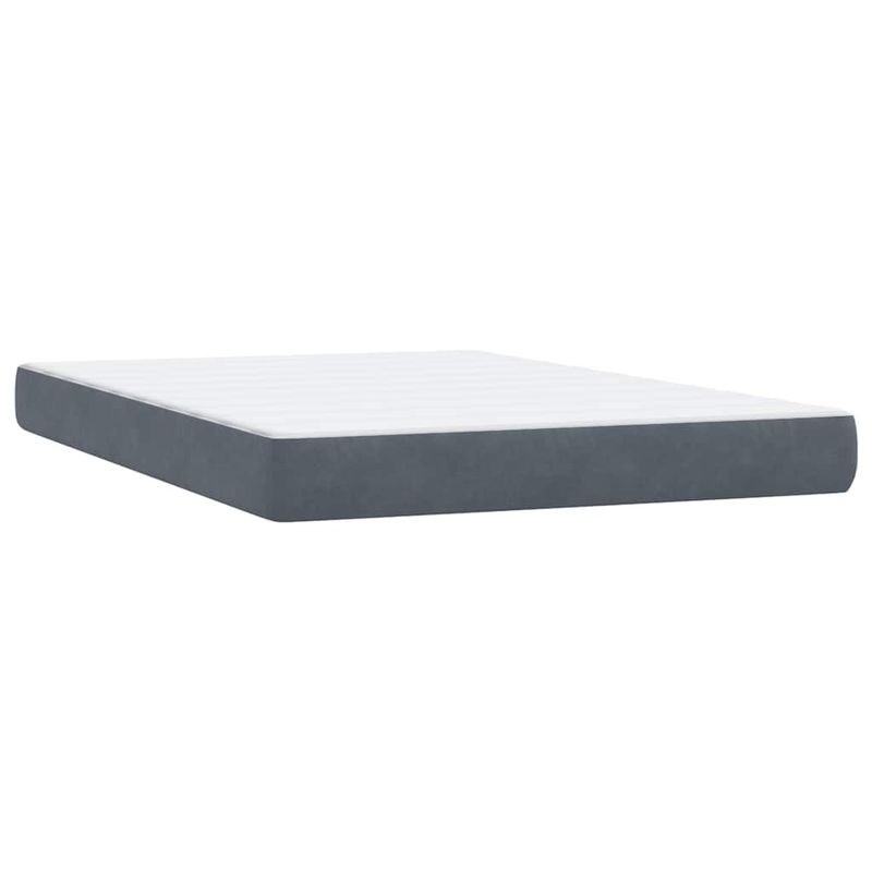 Casa si Gradina - Mobilier - Paturi si accesorii - Paturi - Pat box spring cu saltea, gri inchis, 140x220 cm, catifea - Infinity.ro