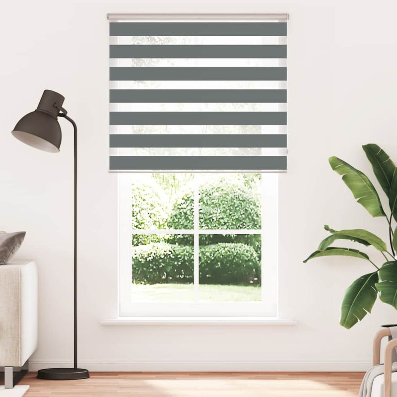 Casa si Gradina - Textile si covoare - Rulouri si jaluzele - Jaluzea tip zebra gri inchis latime tesatura 125,9 cm poliester, mărime 130x200 cm - Infinity.ro
