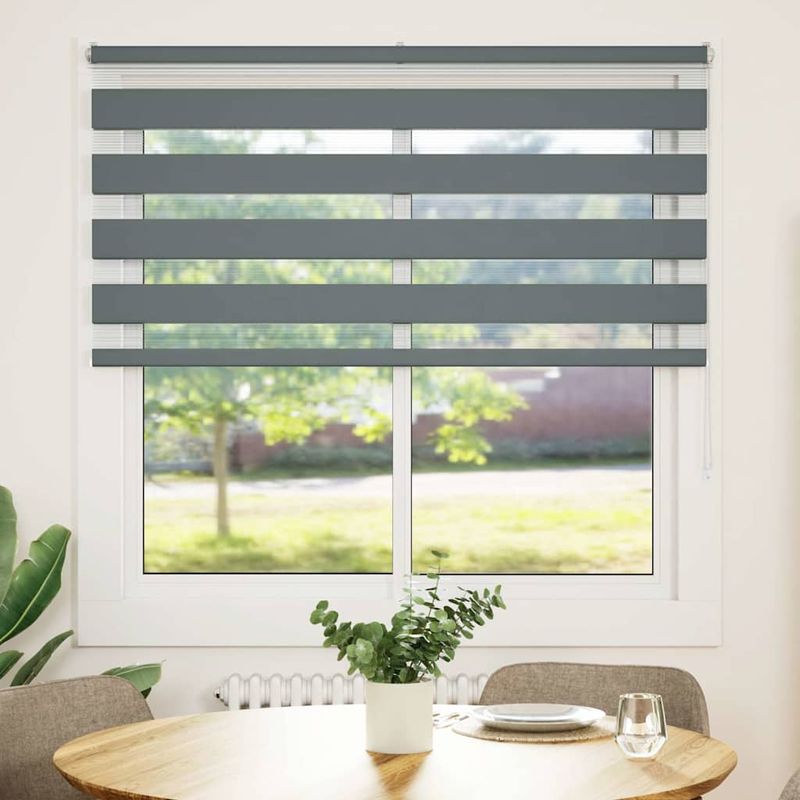 Casa si Gradina - Textile si covoare - Rulouri si jaluzele - Jaluzea tip zebra gri inchis latime tesatura 140,9 cm poliester, mărime 145x100 cm - Infinity.ro