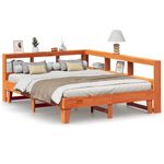 Casa si Gradina - Mobilier - Paturi si accesorii - Paturi - Pat cu biblioteca fara saltea maro 150x200 cm lemn masiv de pin - Infinity.ro