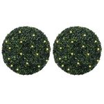 Casa si Gradina - Decoratiuni - Obiecte decorative - Plante artificiale - Mingi artificiale din lemn de cimis cu lumini LED 2 buc Verde - Infinity.ro
