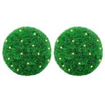 Casa si Gradina - Decoratiuni - Obiecte decorative - Plante artificiale - Mingi artificiale din lemn de cimis cu lumini LED 2 buc Verde - Infinity.ro
