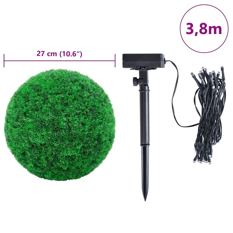 Casa si Gradina - Decoratiuni - Obiecte decorative - Plante artificiale - Mingi artificiale din lemn de cimis cu lumini LED 2 buc Verde - Infinity.ro