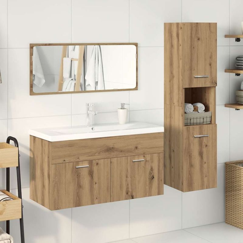 Casa si Gradina - Mobilier - Seturi de mobilier - Seturi baie - Set mobilier de baie, 4 piese, stejar artizanal, lemn prelucrat - Infinity.ro
